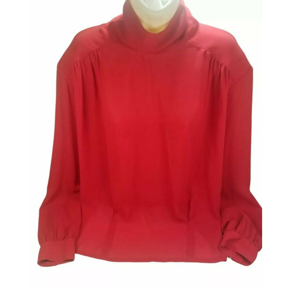 Oscar De La Renta Expressions Long Sleeve Blouse Red Size M UE 38